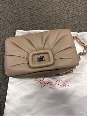 Roger Vivier Taupe Padded Leather Crossbody Bag